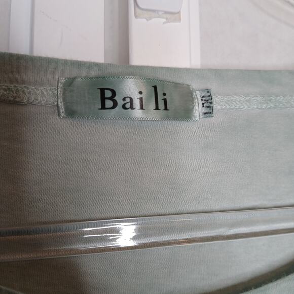 Bai Li Pastel Green Eyelet Embroidered Oversize Dress Womens L/XL Lagenlook Boho - Picture 6 of 14